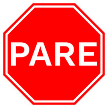 PARE Stop Sign In Red Octagon. Vector Icon.
