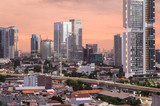 Fototapeta Nowy Jork - Stunning susnset over Jakarta business district in Indonesia capital city