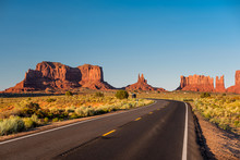 Empty Scenic Highway In Monument Valley
