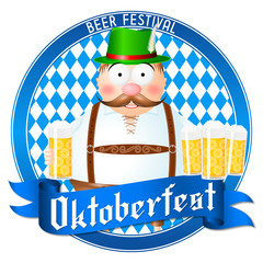 Poster - Oktoberfest illustration - waiter holding beer