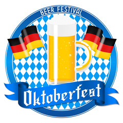 Sticker - Oktoberfest illustration - beer, German flags