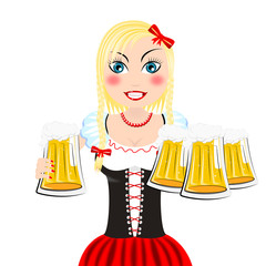 Wall Mural - Oktoberfest waitress holding beer