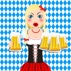 Canvas Print - Oktoberfest waitress holding beer