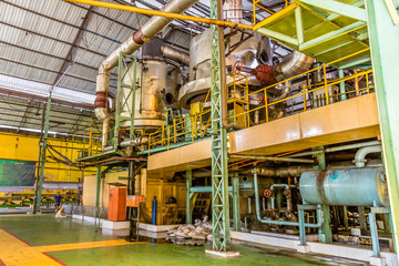 Interior of an old sugar factory near Surabaya in Indonesia