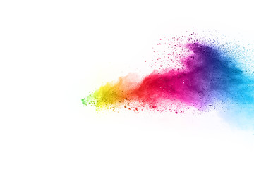 Wall Mural - abstract powder splatted on white background,freeze motion of color powder exploding/throwing color 
