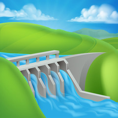 Wall Mural - Hydroelectric Power Dam Generating Electricity