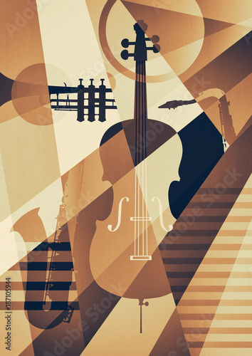 Dekoracja na wymiar  abstrakcyjny-plakat-jazzowy-tlo-muzyczne