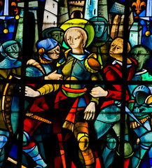 Wall Mural - Stained Glass in Rouen Cathedral - Joan of Arc