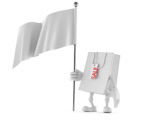 Wall Mural - Shopping bag character with blank flag