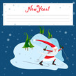 New Year picture with Santa. Place for text. Vector illustration