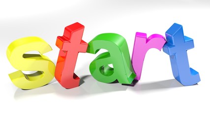 Poster - Start 3D colorful write - 3D rendering