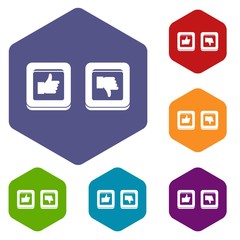 Poster - Signs hand up and down in squares icons set