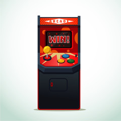 Wall Mural - Retro arcade machine. Isolated on white video game. Front view