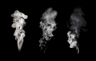Wall Mural - white smoke isolated on black