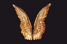 Golden Wings On Black Background