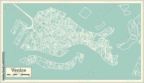 Cuadros en Lienzo Venice Italy City Map in Retro Style.