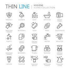 Collection Of Hygiene Thin Line Icons