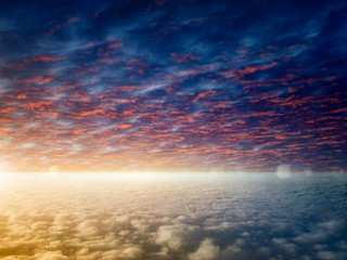 Wall Mural - bright light in skies, glowing horizon and clouds, tranquil sunset