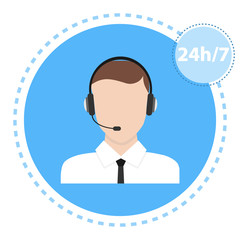 Call center, call center icon. The concept of call center operator.