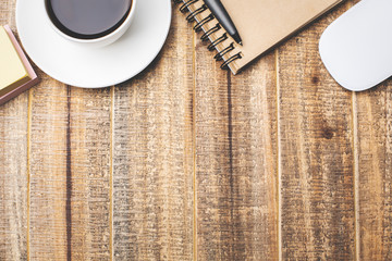 Wall Mural - Desk with coffee and notepad