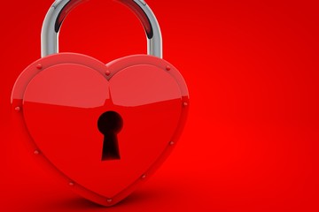 Wall Mural - Heart shaped padlock. Valentines day love concept. 3D Rendering