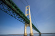 The Mackinac Bridge. Close up view of the center span of the Mackinaw Bridge in Michigan, The Mackinaw is one of the longest suspension bridges in the world and part of Interstate 75.