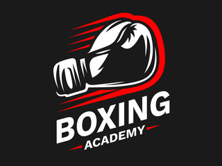 Wall Mural - silhouette of boxing gloves - boxing emblem, logo design, illustration on a black background
