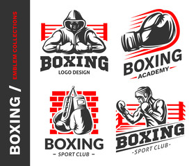 Wall Mural - boxing logo, emblem collections, designs templates on a white background