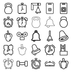 Poster - Bell icons. set of 25 editable outline bell icons