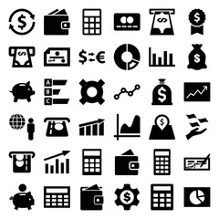 Canvas Print - Economy icons. set of 36 editable filled economy icons