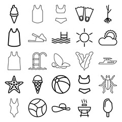 Sticker - Summer icons. set of 25 editable outline summer icons