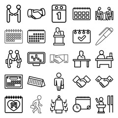 Wall Mural - Meeting icons. set of 25 editable outline meeting icons