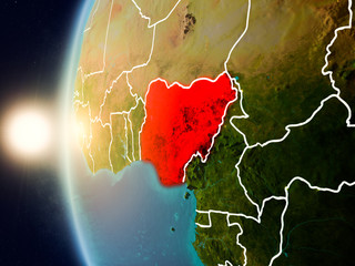 Poster - Sunset above Nigeria from space