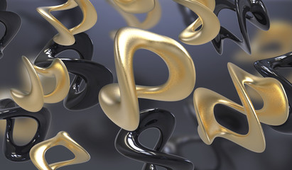 Poster - abstract background with amorphous shape. chaotic composition of formless elements. 3d render pictur