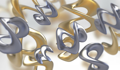 Poster - abstract background with amorphous shape. chaotic composition of formless elements. 3d render pictur
