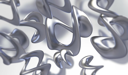 Poster - abstract background with amorphous shape. chaotic composition of formless elements. 3d render pictur