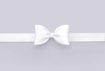 Wall Mural - White bow tie isolated on white. Vector 3d realistic illustration.