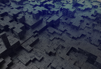 Poster - abstract futuristic background. 3d rendering backdrop with cubic structure. futuristic illustration 
