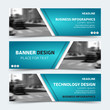 © Yochanan - Horizontal business banner templates. Vector corporate identity design, technology background layout. Modern blue website headers