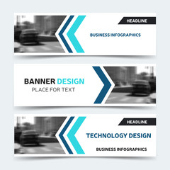 horizontal business banner templates. vector corporate identity design, technology background layout