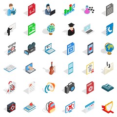 Poster - Computer virus icons set, isometric style