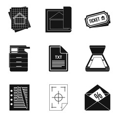 Poster - Text file icons set, simple style