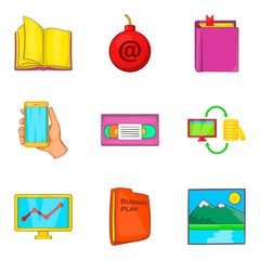 Poster - Archive icons set, cartoon style