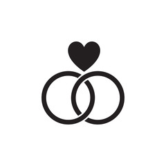 Poster - wedding rings with a heart icon. valentine's day elements. premium quality graphic design icon. simp