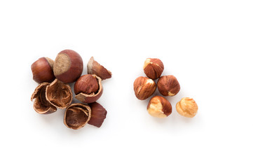 Wall Mural - Isolated roasted hazelnuts.