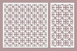 Set decorative card for cutting. Square repeat pattern. Laser cut. Ratio 1:1, 1:2. Vector illustration.