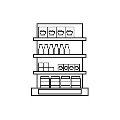 Poster - shelves in the grocery store icon. Hypermarket and goods for sale elements. Premium quality graphic design icon. Simple love icon for websites, web design, mobile app