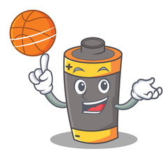 Wall Mural - With basketball battery character cartoon style