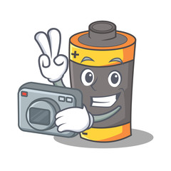 Poster - Photographer battery mascot cartoon style