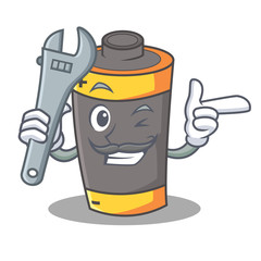 Wall Mural - Mechanic battery mascot cartoon style